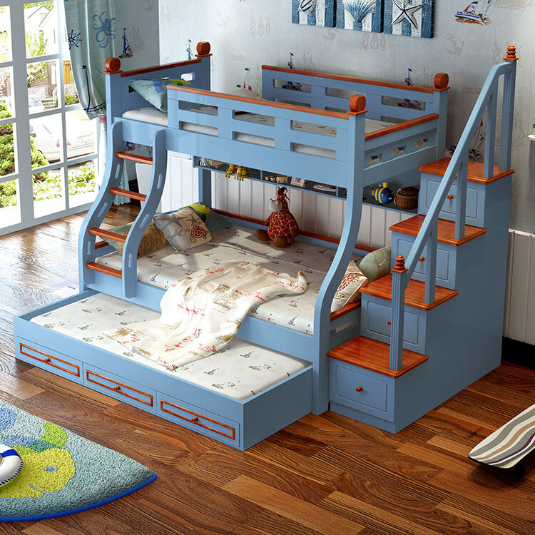 雅思洛 儿童床高低床上下床男孩双层床地中海实木框上下铺l806 组合床
