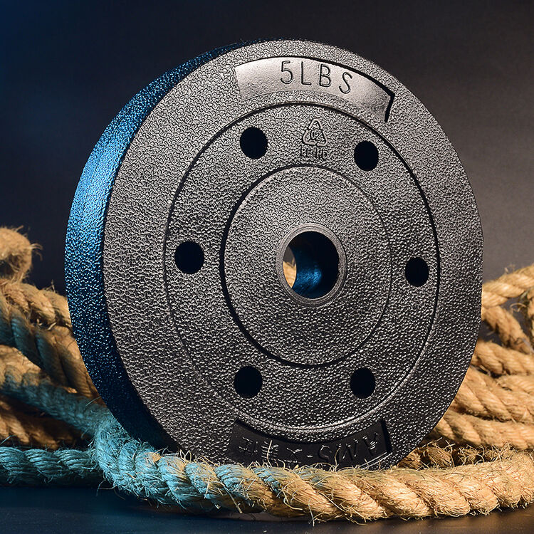 艾美仕环保杠铃片举重配重环保包胶哑铃片5磅10磅15磅20磅 5磅杠铃片