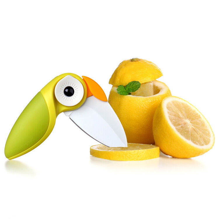 四方达 创意陶瓷刀卡通猫头鹰小刀便携式折叠削皮水果