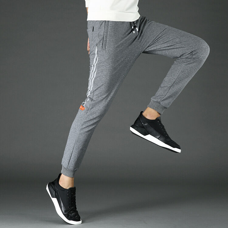 英伦班纳运动长裤男士宽松小脚修身九分哈伦休闲运动长裤男秋季 深灰