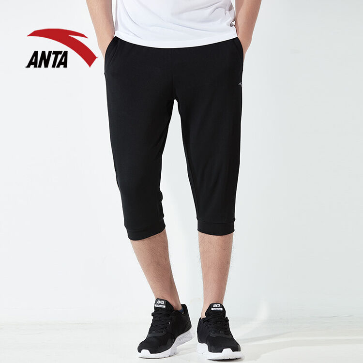 安踏男裤七分裤2018夏季新款短裤针织吸汗运动裤收口休闲跑步裤男