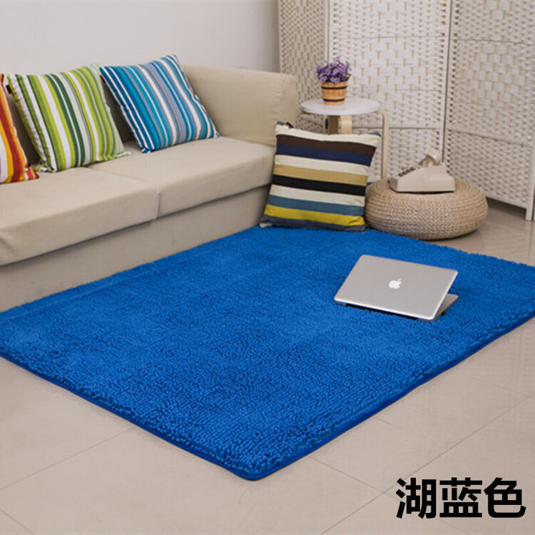 雪尼尔地毯客厅茶几房间卧室床边满铺榻榻米飘窗爬行地垫定制 湖蓝色