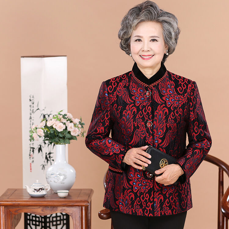 中老年女装新装春款妈妈装宽松款上衣奶奶装唐装外套