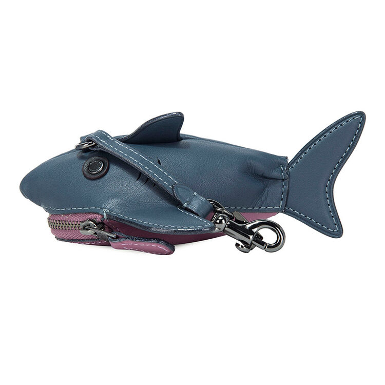 coach 蔻驰 女士深蓝色紫红色铬鞣皮革鲨鱼零钱包 深蓝色21097 dkden