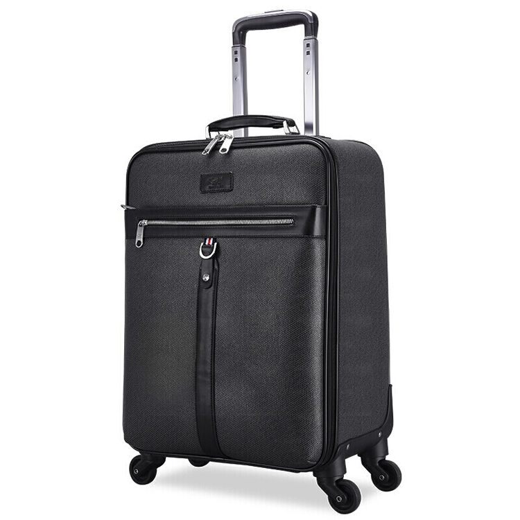 七匹狼(septwolves)拉杆箱出差旅行登机箱男女行李箱20英寸银黑色x