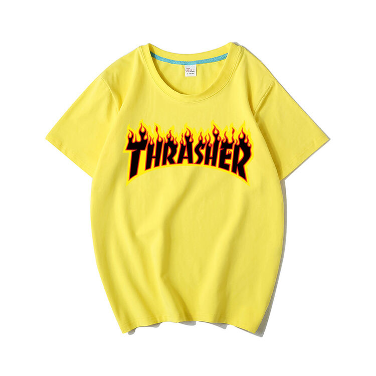 潮牌正品thrasher火焰t恤短袖体恤情侣中国有嘻哈吴亦凡oversize 黑