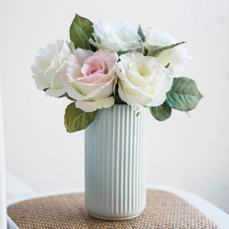 米子家居 清新餐桌装饰陶瓷花瓶花艺客厅家居装饰摆件花瓶插花器玫瑰