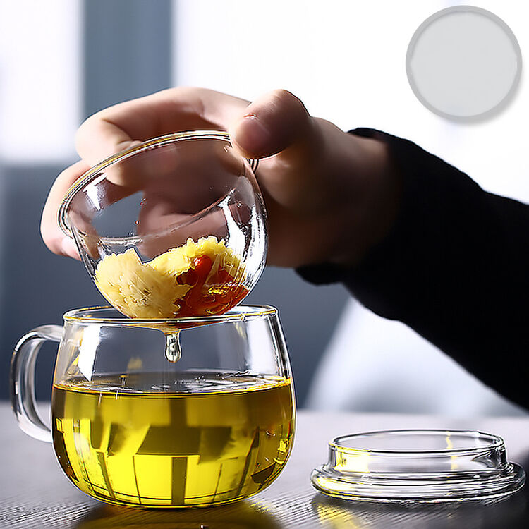 仕林轶语 玻璃泡茶杯 透明过滤花茶杯 家用办公女士水杯三件套茶具