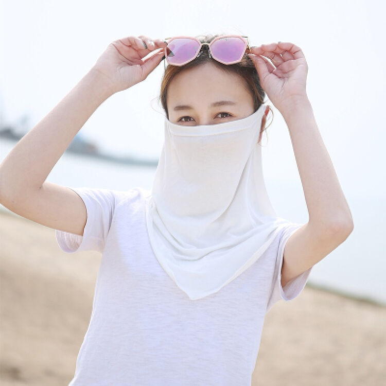 莫代尔女士户外面罩开骑车围脖夏季遮阳披肩口罩三角 白色