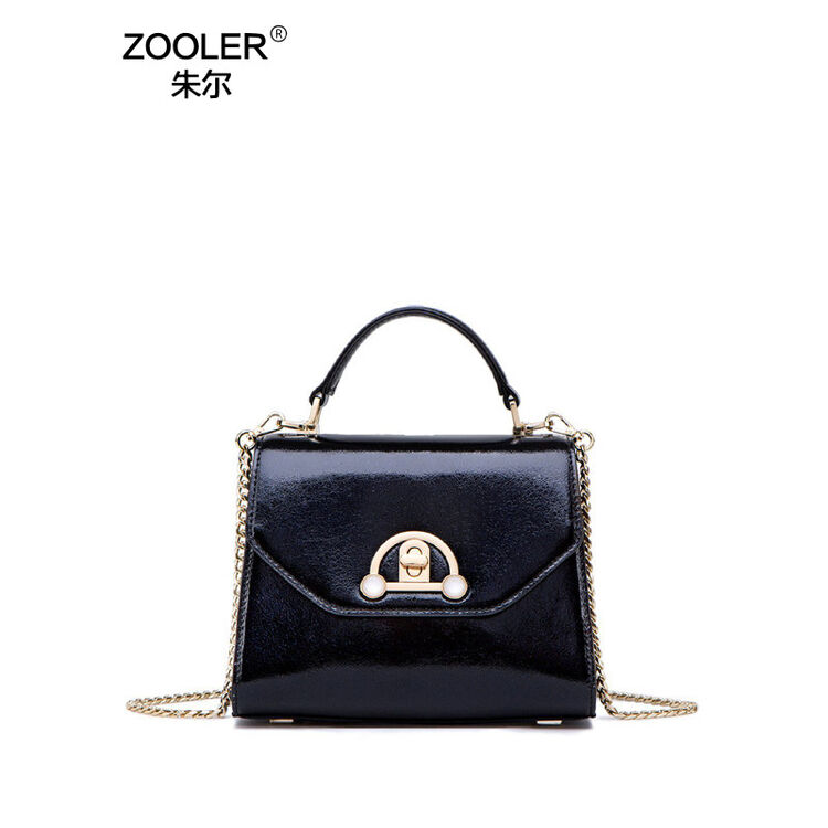 朱尔zooler 时尚气质牛皮链条包单肩手提包百搭锁扣女士包包斜挎包