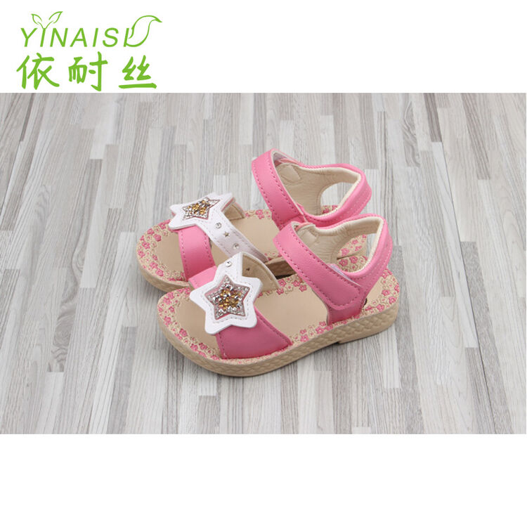 依耐丝童鞋女童凉鞋2018夏款新品公主鞋中小童软底时尚花朵休闲鞋 a