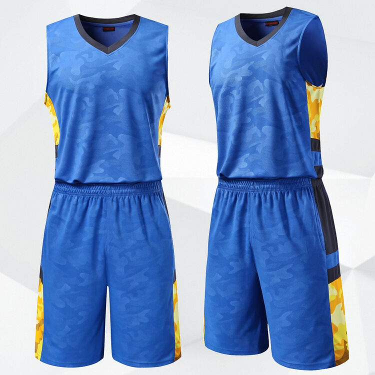 个性运动训练背心学生比赛球衣定制印字夏季篮球服高品质双插袋 蓝色