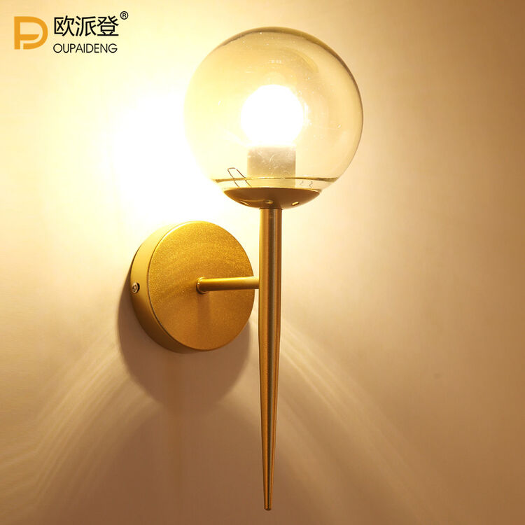 欧派登 壁灯床头后现代简约现代卧室客厅过道欧式创意北欧实木墙灯
