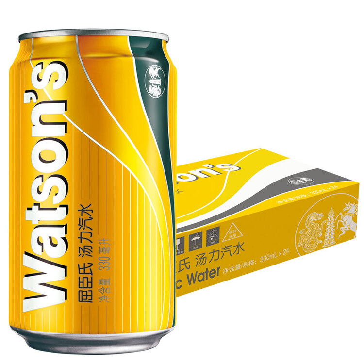 屈臣氏watsons汤力苏打汽水碳酸饮料0脂肪金汤力调酒汽水推荐330ml24