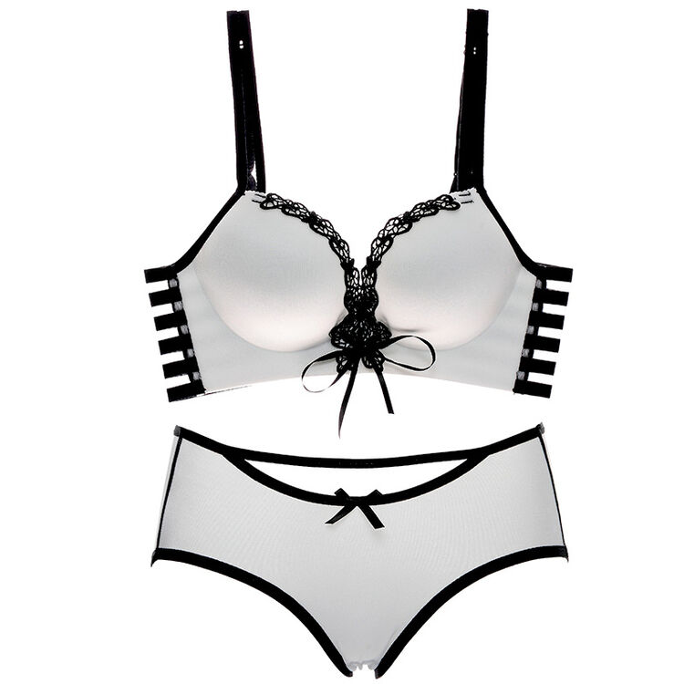 小胸性感聚拢拉绳美背胸罩无痕无钢圈少女文胸内衣拉b加厚 浅紫色 75a