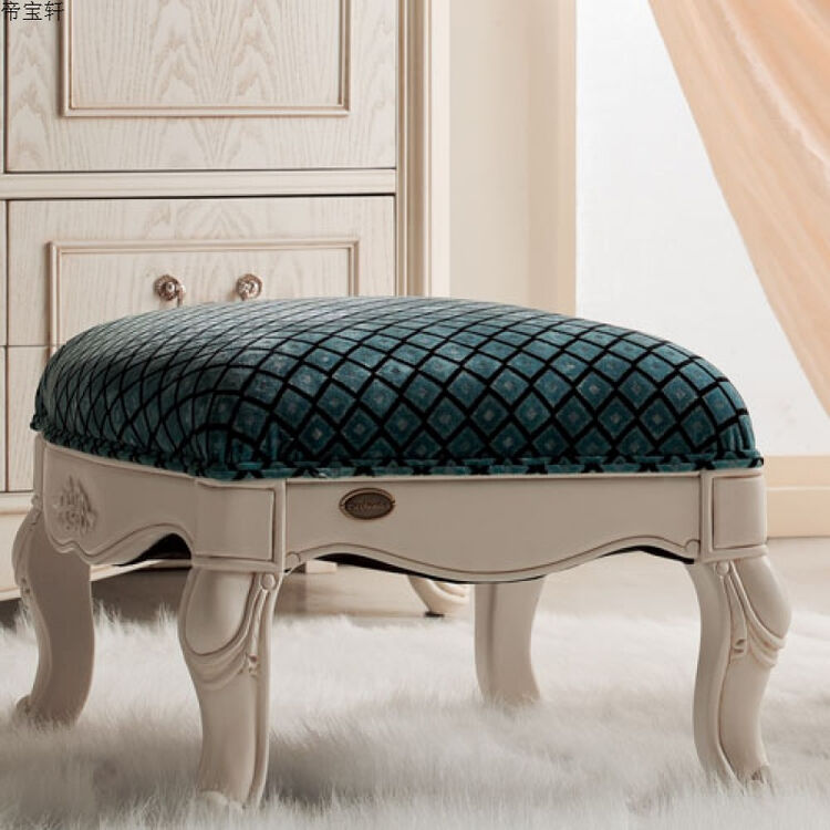 卡芬达 欧式沙发脚凳 田园实木沙发脚踏凳 多用换鞋凳 休闲脚凳(象牙