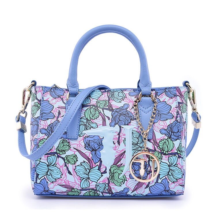 trussardi jeans杜鲁萨迪 18春夏 女士蓝色印花聚氨酯可斜跨小号手提