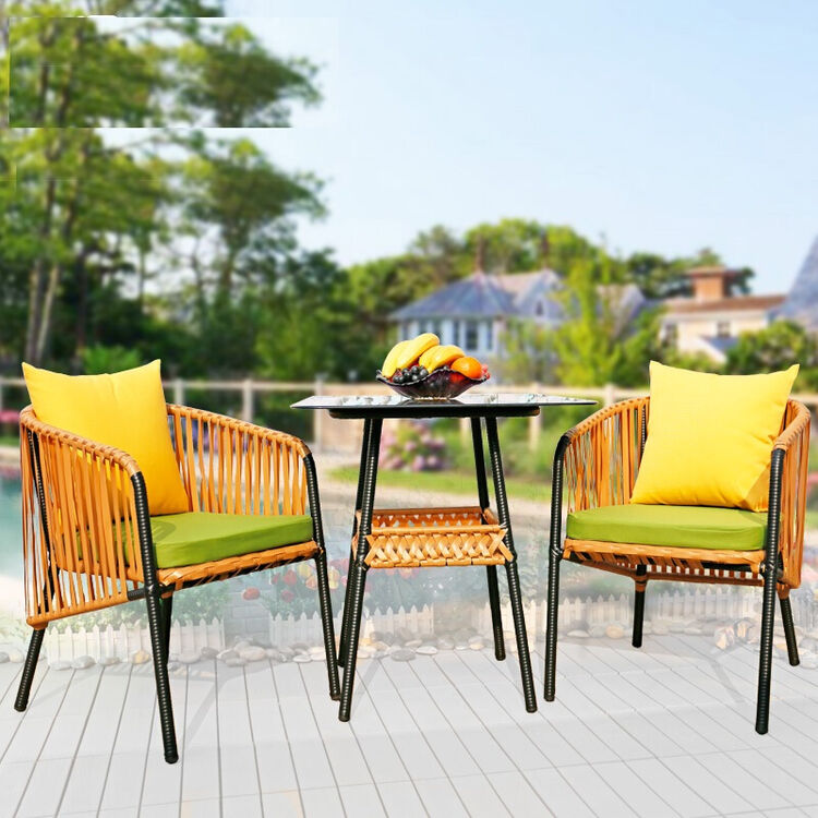 藤编桌椅组合阳台露台休闲桌椅户外仿藤家具三件套 2 1组合(垫抱枕)