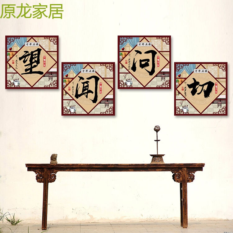 中医望闻问切装饰画养生馆字画中式文化理疗背景墙壁诊所宣传挂画 望