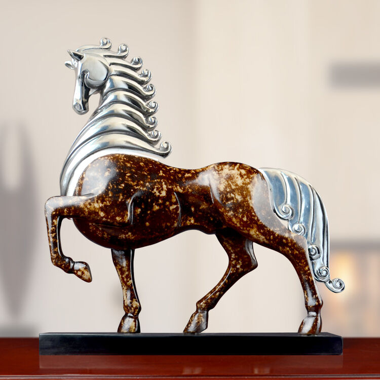 欧式装饰品马摆件工艺品办公室招财摆设别墅客厅电视柜摆件 奥丁战马