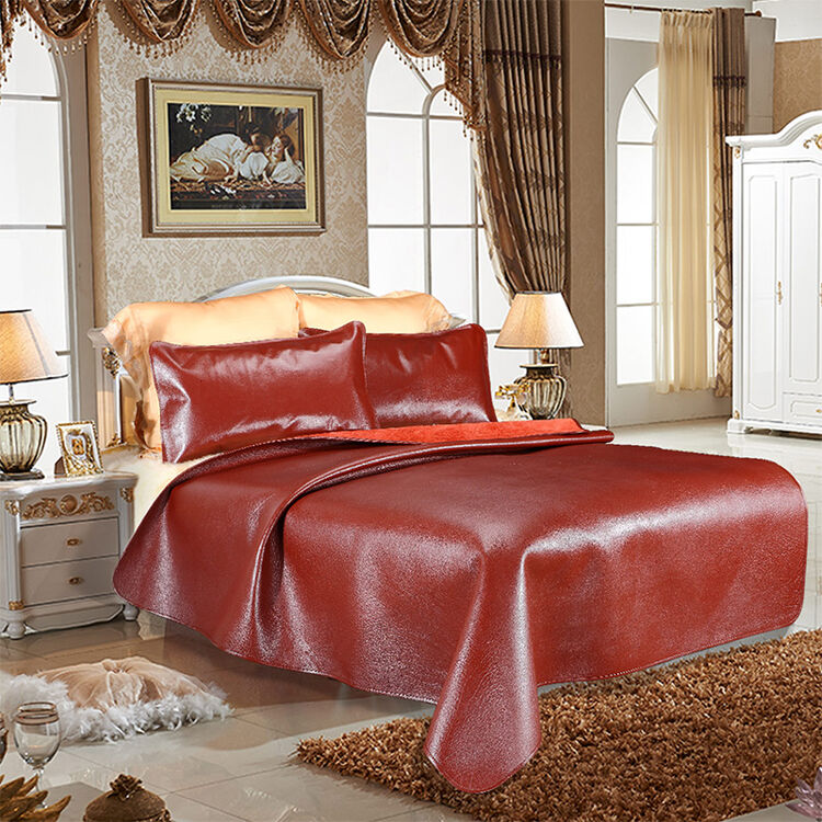 蓝牧 牛皮席 头层水牛皮凉席 牛皮凉席三件套含枕套 夏季真皮软皮凉席