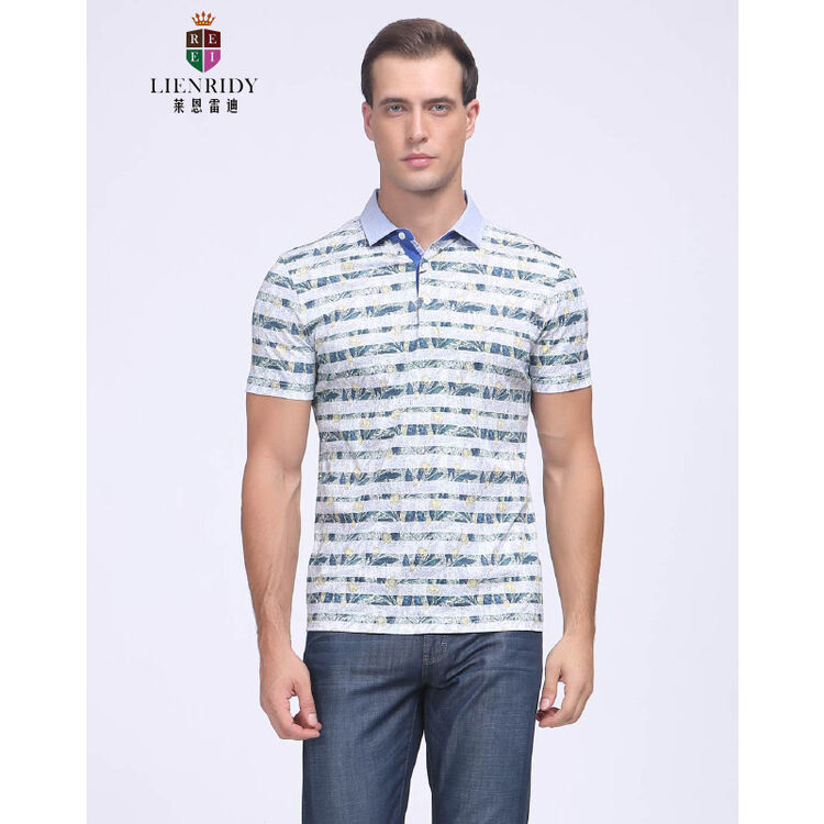 莱恩雷迪lienridy 数码印花秘鲁长绒棉短袖t恤 黄绿色 50