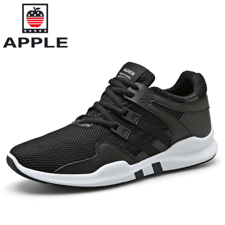 苹果(apple)休闲鞋男飞织透气运动鞋男士户外板鞋 18108ap71248 黑色