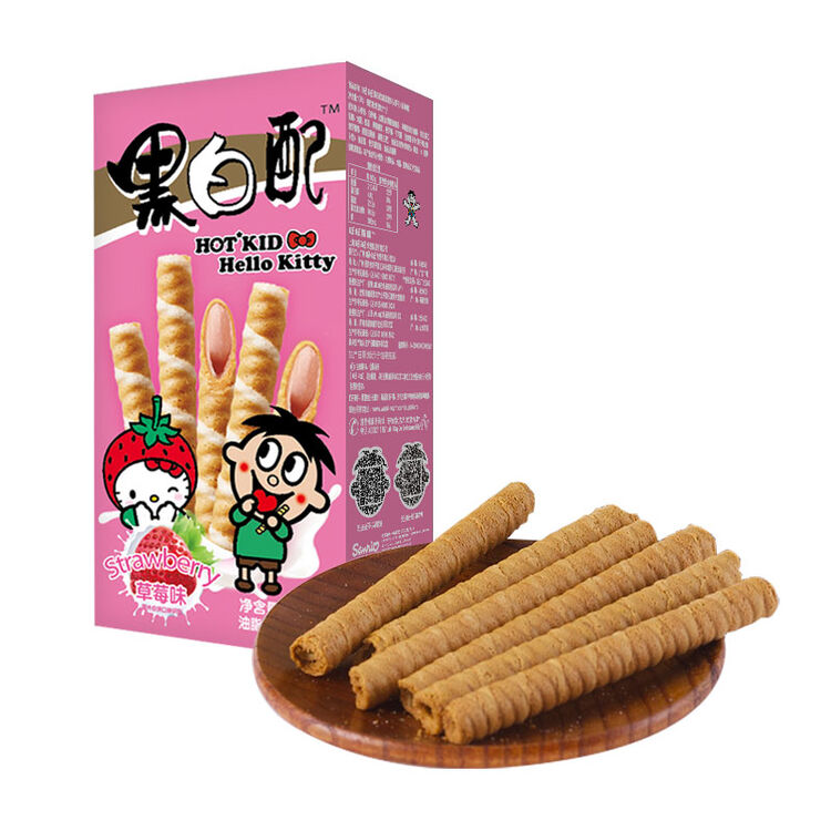 旺旺 黑白配 酥心卷糕点 办公休闲零食 草莓味 100g