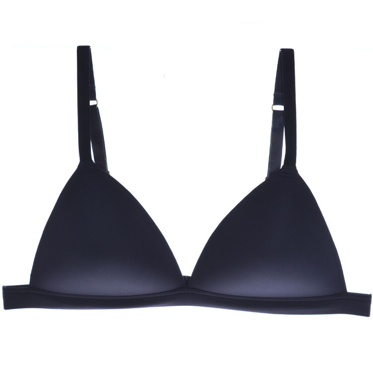 性感无钢圈薄膜杯内衣一片式舒适无痕大胸显小三角杯文胸女 b款黑色