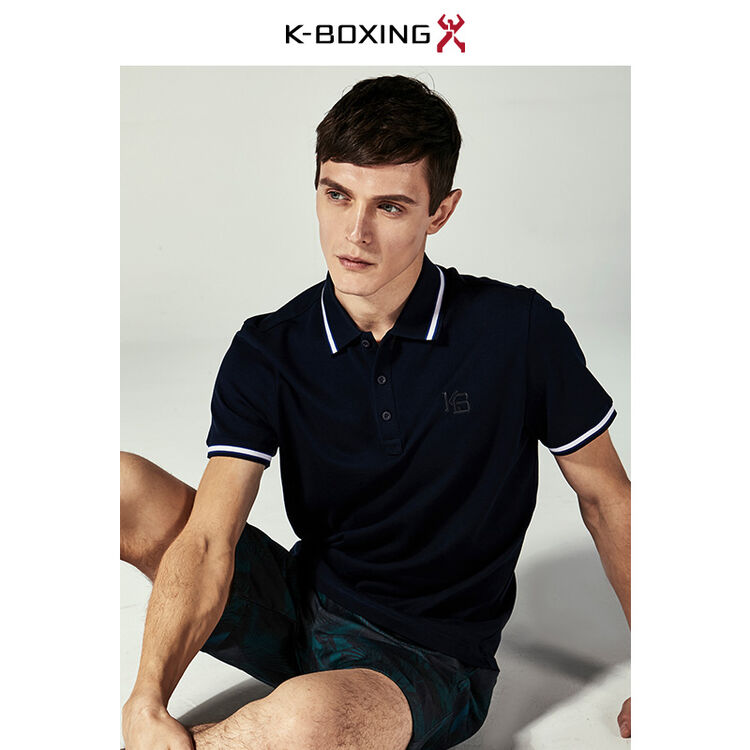 【专柜新品】劲霸男装2018夏季潮流polo衫撞色字母丝光棉t恤男|vtba