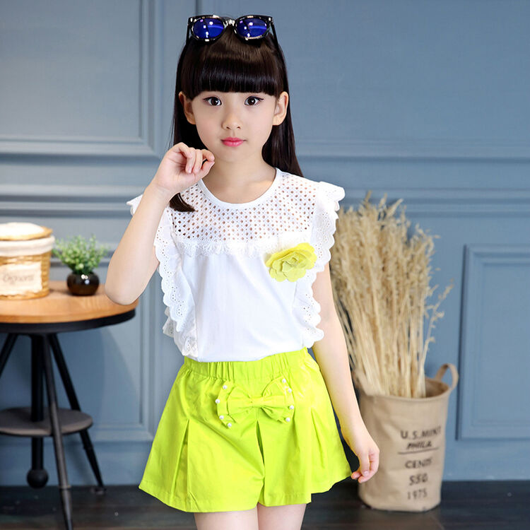 套装夏款2018新款夏季装儿童休闲运动装中大童小女孩短袖短裤两件套