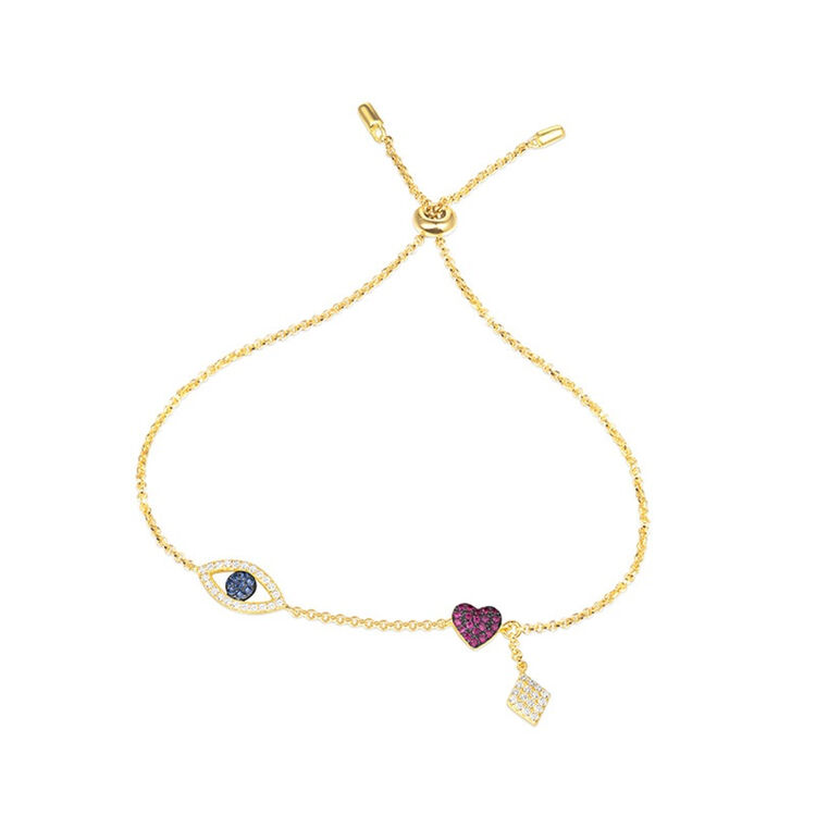 apm monaco手链 金黄色银镶晶钻幸运符手链 ab3371y