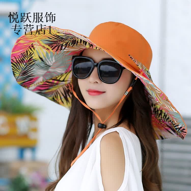 sudina 遮阳帽 潮牌海滩度假帽子大码女装韩版可折叠海边太阳帽大沿帽