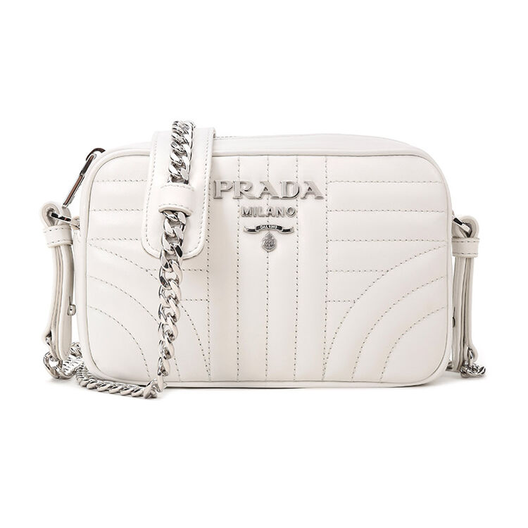 prada 普拉达 女士diagramme系列白色牛皮单肩斜挎包 1bh084 2d91 f