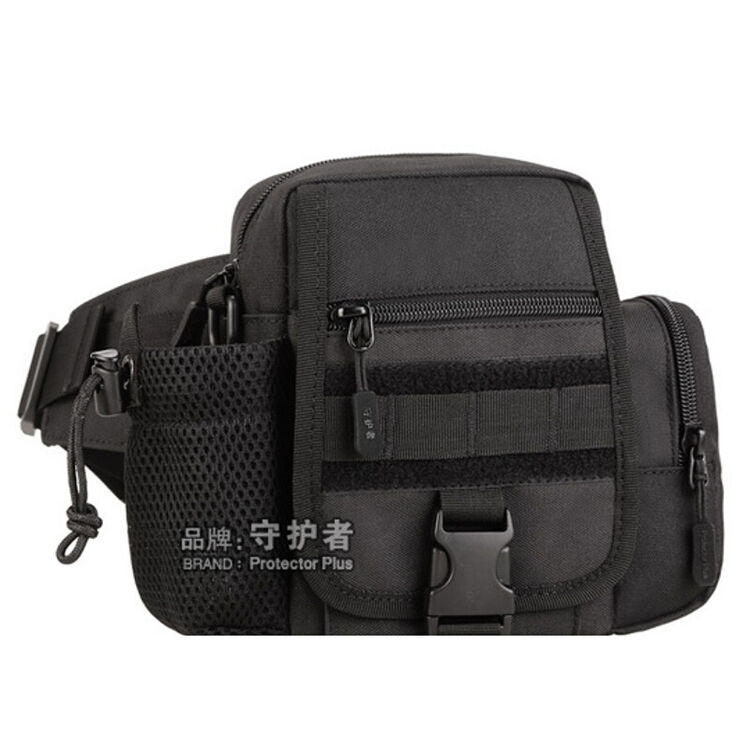 战术腰包 军迷户外骑行多功能两用路亚包 竖款小斜跨包男sn4561 黑色