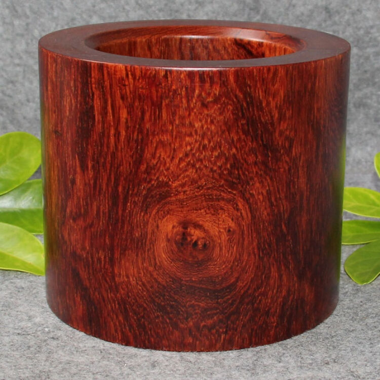 木雕工艺品 缅甸酸枝木 矮胖大笔筒 漂亮纹理 颜色纹理随机发出拍此项