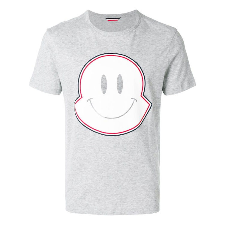 moncler/盟可睐/蒙口 18新款男士灰色笑脸图短袖圆领t恤衫 灰色 m