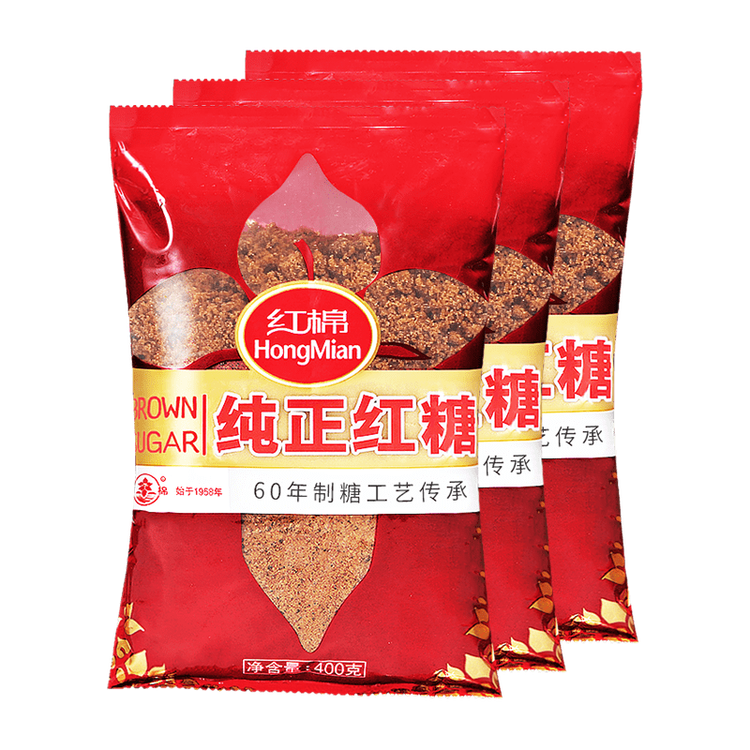 红棉红糖粉老红糖甘蔗土红糖速溶红糖食糖袋装400g/3袋组合装