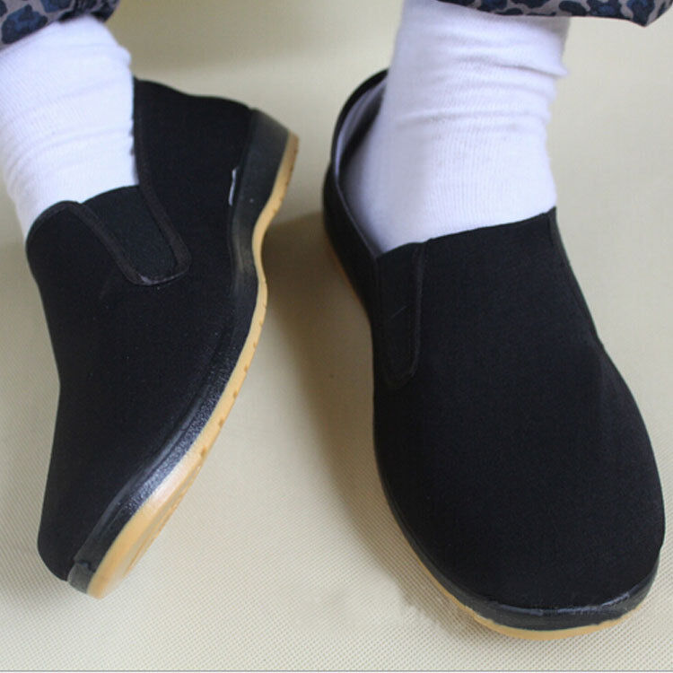 六只红鹿2018年春季新款老北京布鞋中老年牛筋底松紧口男鞋 方口相巾