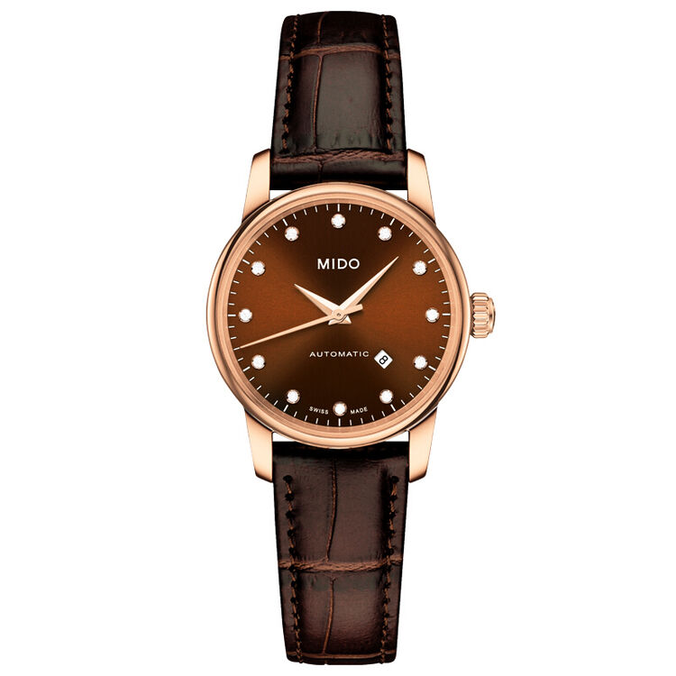 美度(mido)手表 贝伦赛丽系列 自动机械 女表 m7600.3.64.8 棕盘皮带