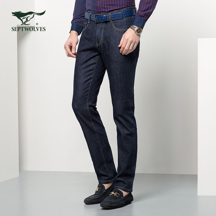 七匹狼牛仔裤 年青时尚休闲男士中青年牛仔裤 男装 长裤 101(藏青)