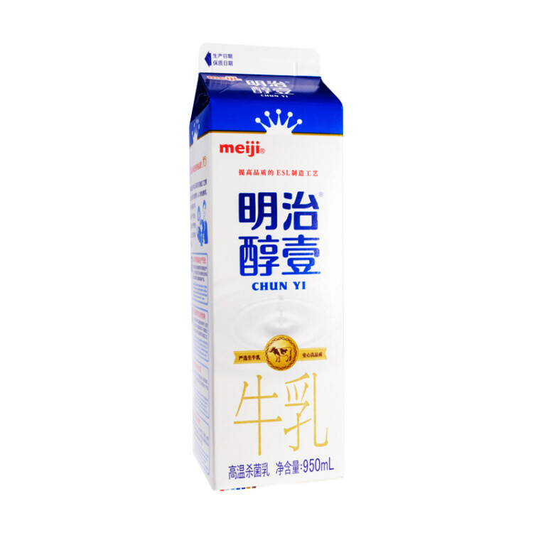 明治 【国内奶源】meiji 醇壹 牛奶 950ml*1瓶  3.5克蛋白质 低温牛奶 光明服务菜管家商品 