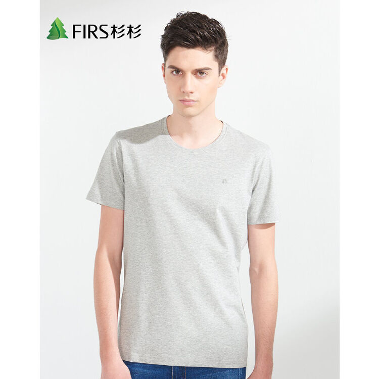 杉杉firs 圆领纯色男士t恤短袖 中灰 2xl(185/100a)