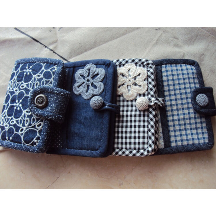 手缝包 二折短款布艺钱包 手工制品 牛仔布钱包 女款钱包潮 花色