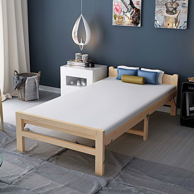 2米实木双人简易床午休床板式木板床小床 封闭式床头0.