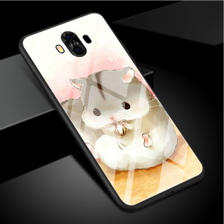 飞品 华为mate10玻璃手机壳mate10pro保护套可爱萌仓鼠趣味男女款卡通