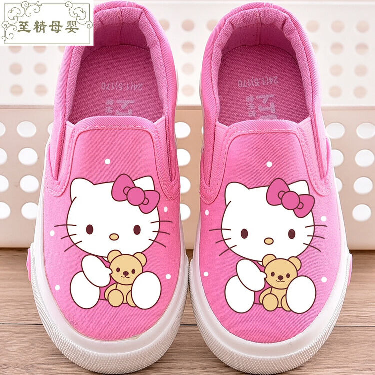 女童帆布鞋卡通儿童小白鞋女童鞋春季2018新款宝宝布鞋小学生板鞋