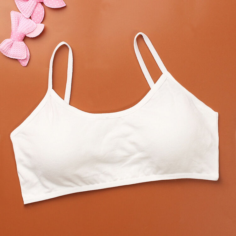 儿童文胸发育期学生小背心棉吊带中大童内衣12岁女童抹胸薄款10 白色