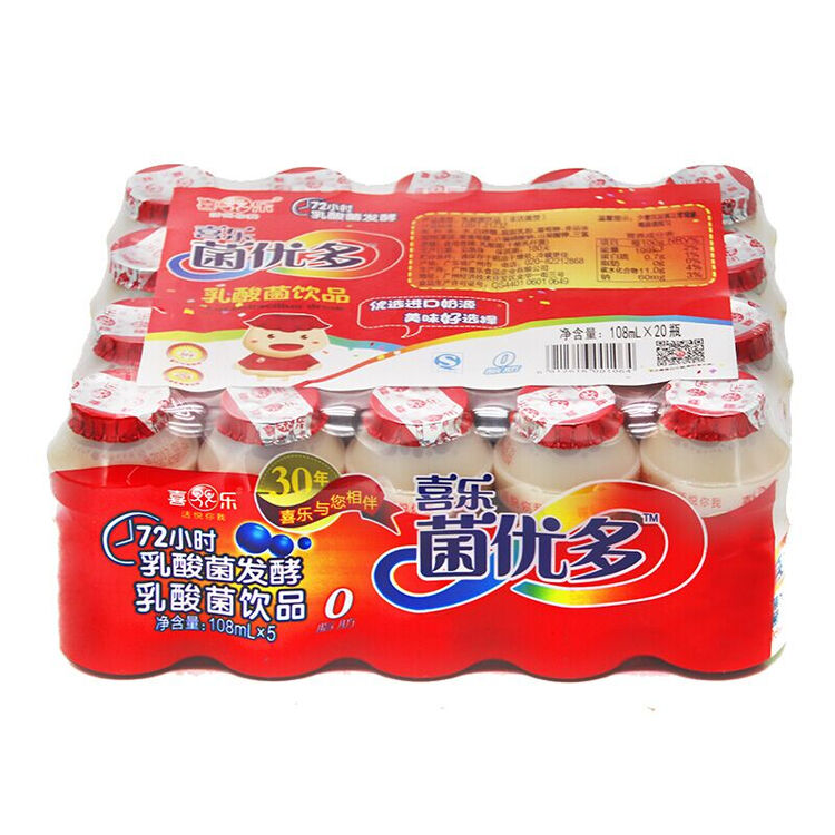 喜乐菌优多乳酸菌饮品发酵乳酸饮料108ml20瓶