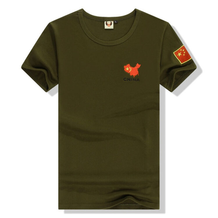 夏季军旅风中国地图军装短袖特种兵t恤紧身男背心户外v领军迷服装